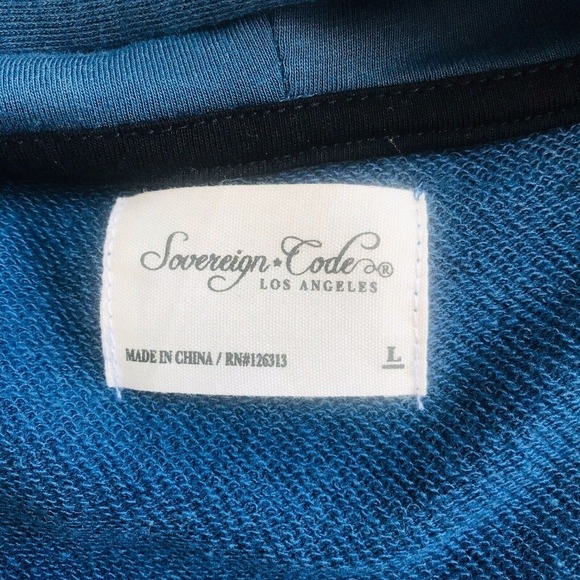 NWT Sovereign Code Los Angeles Full Zip Blue Hoodie Sweat-Shirt Jacket /Large - Picture 4 of 11
